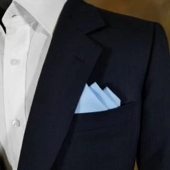 Blue 100% Cotton Pre-Folded Pocket Square Handkerchief Insert -Fashionable Costume 3pt blue 2 91535.1677605565
