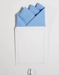 Blue 100% Cotton Pre-Folded Pocket Square Handkerchief Insert -Fashionable Costume 3pt blue 5 72753.1677605566