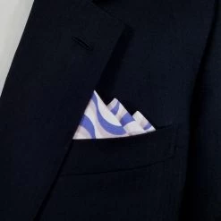 Periwinkle Blue Swirl 100% Cotton Pre-Folded Pocket Square Handkerchief Insert -Fashionable Costume 3pt blue swirl AA 74528.1683322648