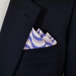 Periwinkle Blue Swirl 100% Cotton Pre-Folded Pocket Square Handkerchief Insert
