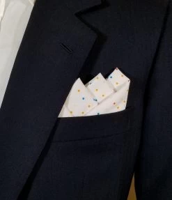White Mini- Dots 100% Cotton Pre-Folded Pocket Square Handkerchief Insert -Fashionable Costume 3pt white multi dot 2 09930.1683317125