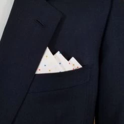 White Mini- Dots 100% Cotton Pre-Folded Pocket Square Handkerchief Insert -Fashionable Costume 3pt white multi dot AA 84759.1683322908