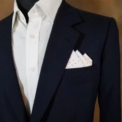 White Mini- Dots 100% Cotton Pre-Folded Pocket Square Handkerchief Insert -Fashionable Costume 3pt white multi dot 01046.1683317123