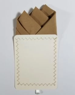 Golden Tan Silk With Cotton Pre-Folded Pocket Square Handkerchief Insert -Fashionable Costume 3pt Tan Cotton Silk 5 28600.1677013956