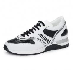 Mauri Genuine Crocodile And Leather White And Black Sneakers