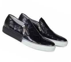 Mauri Genuine Black Alligator Zipper Italian Casual Loafer