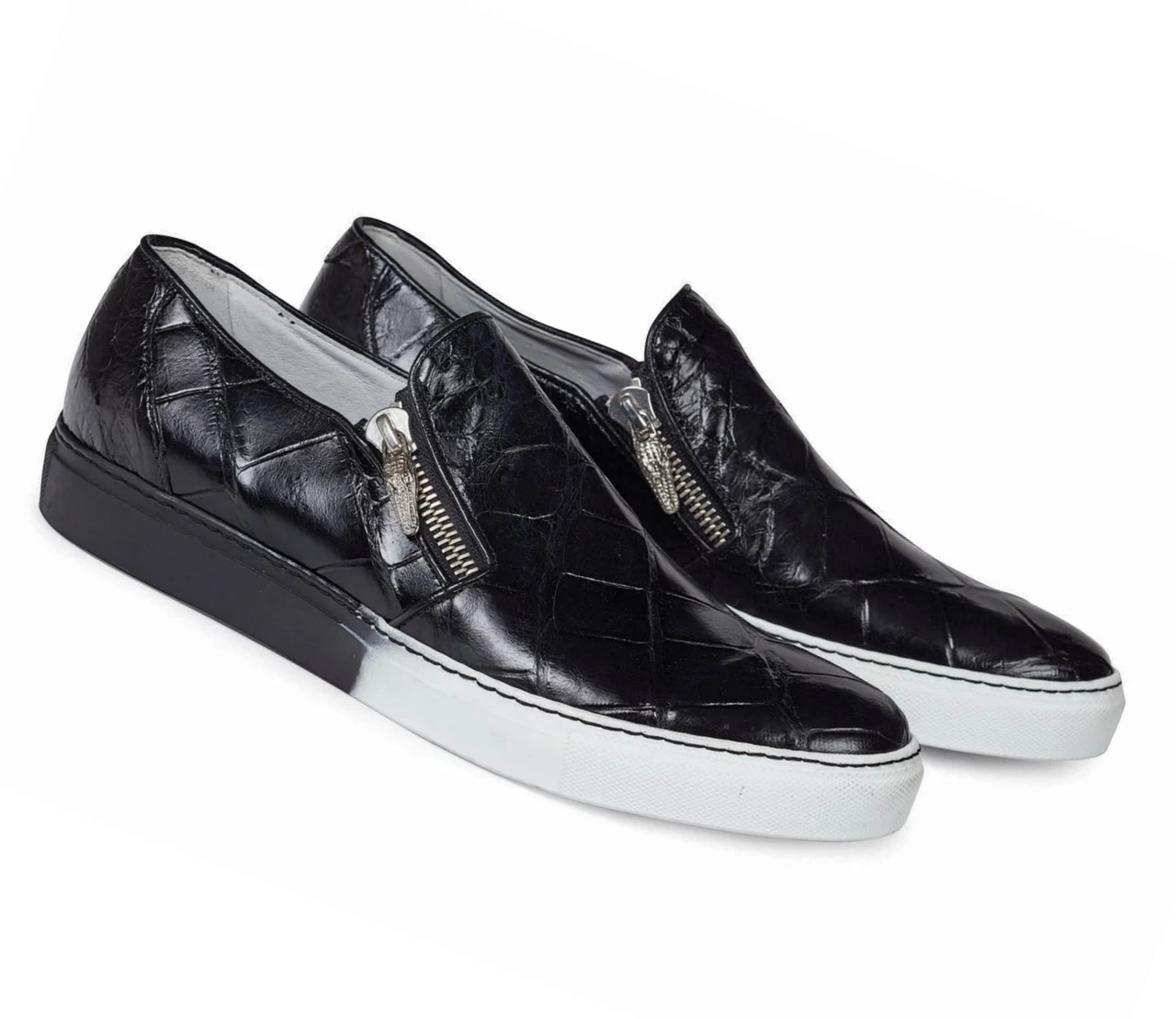 Mauri Genuine Black Alligator Zipper Italian Casual Loafer 1 Mauri Genuine Black Alligator Zipper Italian Casual Loafer