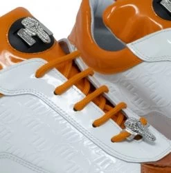 Mauri Genuine Crocodile & Logo Embossed Patent Leather Orange Sneaker -Fashionable Costume 8900 2 O LG 3 26525.1595084097