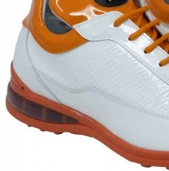 Mauri Genuine Crocodile & Logo Embossed Patent Leather Orange Sneaker -Fashionable Costume 8900 2 O LG 4 46528.1595084097