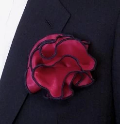Antonio Ricci 2-in-1 Pouf Round Pocket Square - Dark Blue On Dark Red -Fashionable Costume 91 2 19935.1631721440