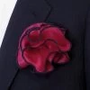 Antonio Ricci 2-in-1 Pouf Round Pocket Square - Dark Blue On Dark Red