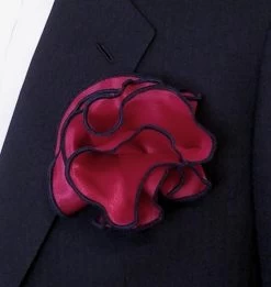 Antonio Ricci 2-in-1 Pouf Round Pocket Square - Dark Blue On Dark Red