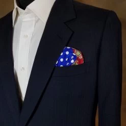 100% Silk Pocket Square Royal Polka Dots With Red Paisleys 12.5in -Fashionable Costume AAPK 002 01 5 63508.1656364537