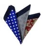 100% Silk Pocket Square Royal Polka Dots With Red Paisleys 12.5in
