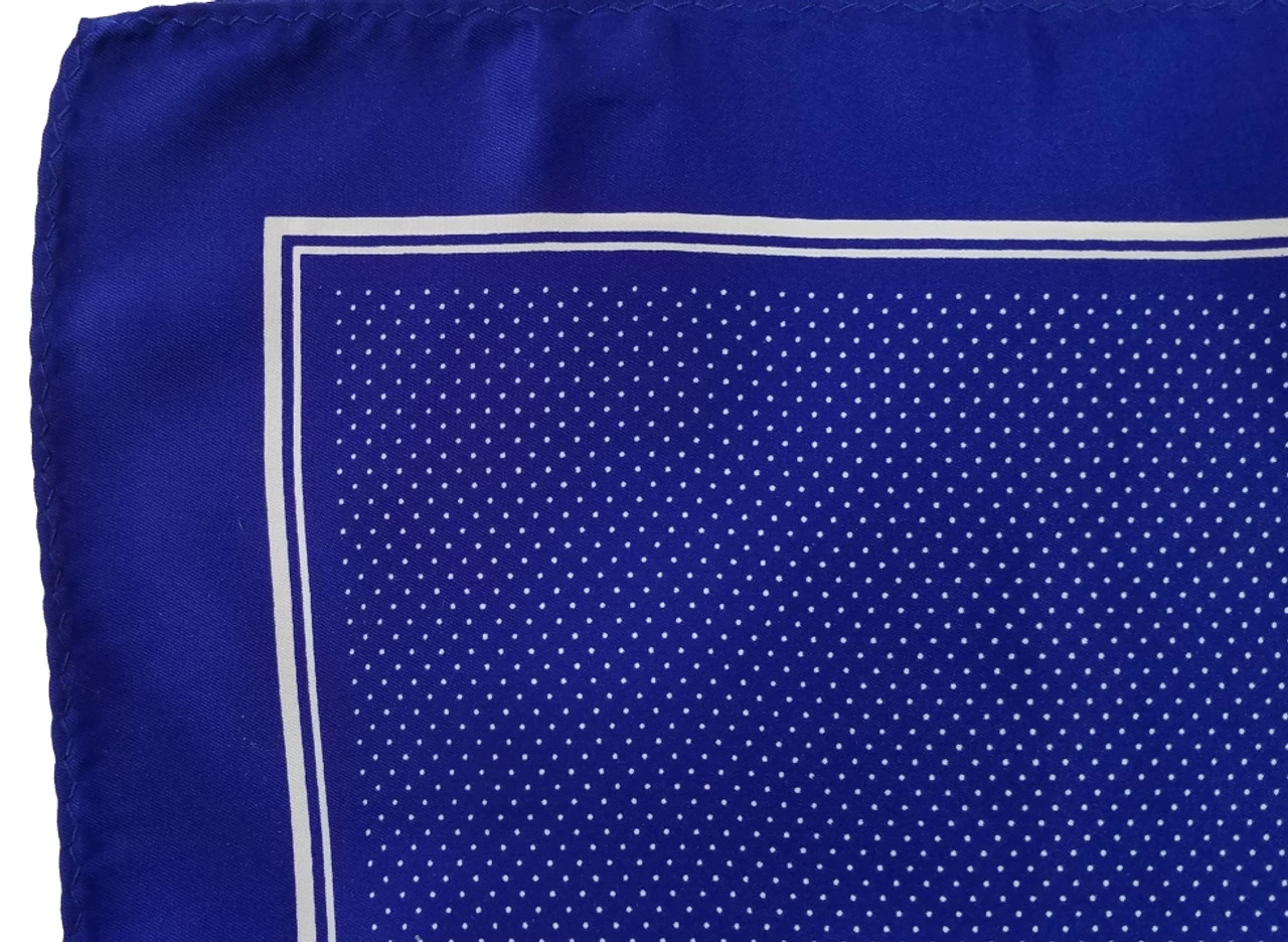 100% Silk Pocket Square - Royal Blue & White Tiny Polka Dots 12.5in X 12.5in 4 100% Silk Pocket Square - Royal Blue & White Tiny Polka Dots 12.5in X 12.5in - Image 4