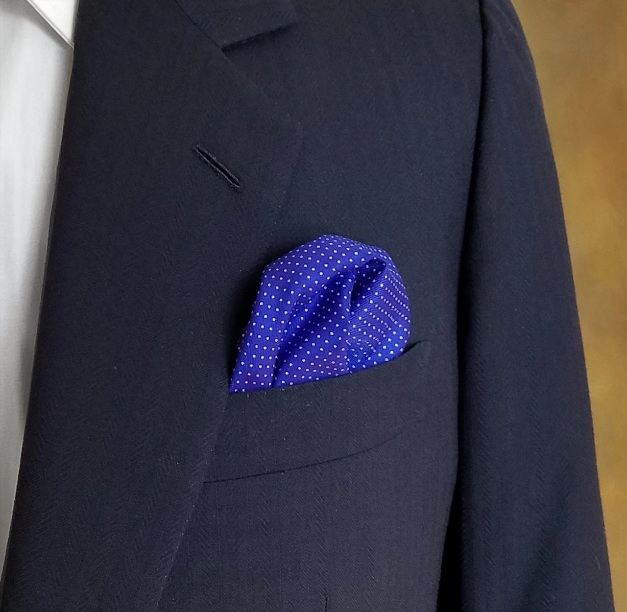 100% Silk Pocket Square - Royal Blue & White Tiny Polka Dots 12.5in X 12.5in 5 100% Silk Pocket Square - Royal Blue & White Tiny Polka Dots 12.5in X 12.5in - Image 5