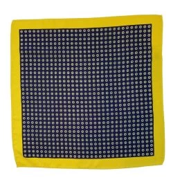 100% Silk Pocket Square - Navy Blue & Yellow Polka Dot 12.5in -Fashionable Costume ALPK DF200 2 14207.1619635128
