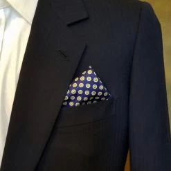 100% Silk Pocket Square - Navy Blue & Yellow Polka Dot 12.5in -Fashionable Costume ALPK DF200 4 98700.1619635128