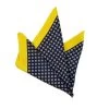 100% Silk Pocket Square - Navy Blue & Yellow Polka Dot 12.5in