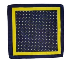 100% Silk Pocket Square - Navy Blue & Yellow Polka Dot - 12in -Fashionable Costume ALPK DF203 3 63909.1619639911