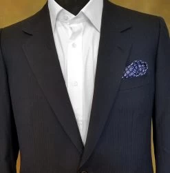 100% Silk Pocket Square - Royal Blue With Navy & White Polka Dots 12.5in -Fashionable Costume ALPK DF206 37870.1619635315