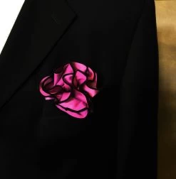 Antonio Ricci 2-in-1 Pouf Round Pocket Square - Black On Fuchsia Pink -Fashionable Costume AR PKS HR 03 2 34150.1580244045