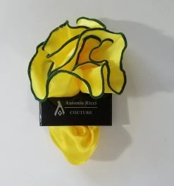 Antonio Ricci 2-in-1 Pouf Round Pocket Square - Dark Green On Yellow -Fashionable Costume AR PKS HR 103 4 99929.1593174881