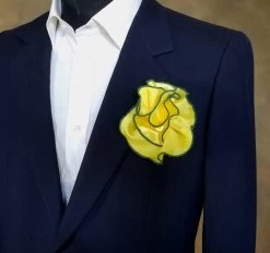 Antonio Ricci 2-in-1 Pouf Round Pocket Square - Dark Green On Yellow -Fashionable Costume AR PKS HR 103 72104.1593174881