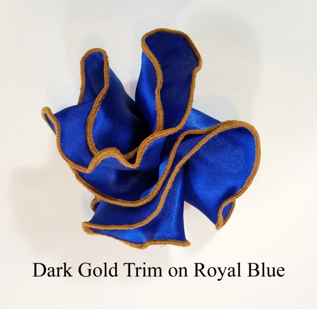Antonio Ricci 2-in-1 Pouf Round Pocket Square - Royal Blue With Dark Gold Trim 3 Antonio Ricci 2-in-1 Pouf Round Pocket Square - Royal Blue With Dark Gold Trim - Image 3