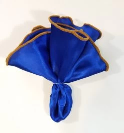 Antonio Ricci 2-in-1 Pouf Round Pocket Square - Royal Blue With Dark Gold Trim 8 Antonio Ricci 2-in-1 Pouf Round Pocket Square - Royal Blue With Dark Gold Trim -Fashionable Costume AR PKS HR 119 3 72057.1619892490