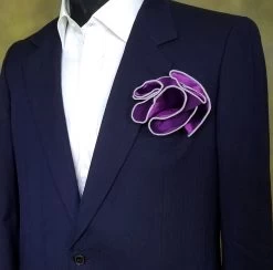 Antonio Ricci 2-in-1 Pouf Round Pocket Square - Grey On Purple -Fashionable Costume AR PKS HR 128 3 68126.1597439379