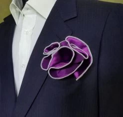Antonio Ricci 2-in-1 Pouf Round Pocket Square - Grey On Purple -Fashionable Costume AR PKS HR 128 13936.1597439380