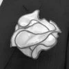 Antonio Ricci 2-in-1 Pouf Round Pocket Square - Grey On White