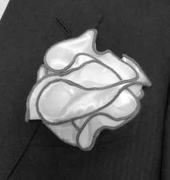 Antonio Ricci 2-in-1 Pouf Round Pocket Square - Grey On White