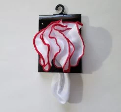 Antonio Ricci 2-in-1 Pouf Round Pocket Square - Red On White 9 Antonio Ricci 2-in-1 Pouf Round Pocket Square - Red On White -Fashionable Costume AR PKS HR 14 4 61170.1593872989