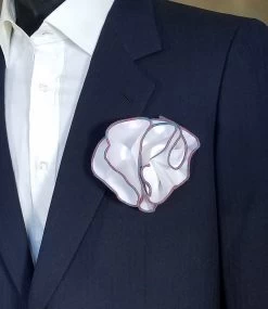 Antonio Ricci 2-in-1 Pouf Round Pocket Square - Mauve Pink & Teal On White -Fashionable Costume AR PKS HR 150 1 89529.1596837088