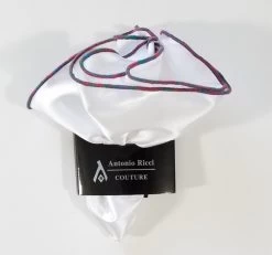 Antonio Ricci 2-in-1 Pouf Round Pocket Square - Mauve Pink & Teal On White -Fashionable Costume AR PKS HR 150 7 49055.1596837089