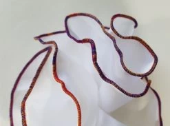 Antonio Ricci 2-in-1 Pouf Round Pocket Square - Orange, Gold & Purple Blend On White -Fashionable Costume AR PKS HR 153 4 62036.1596700838