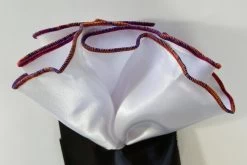 Antonio Ricci 2-in-1 Pouf Round Pocket Square - Orange, Gold & Purple Blend On White -Fashionable Costume AR PKS HR 153 5 90684.1596700839