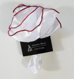 Antonio Ricci 2-in-1 Pouf Round Pocket Square - Orange & Purple On White -Fashionable Costume AR PKS HR 153 6 77755.1596892163