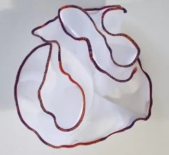 Antonio Ricci 2-in-1 Pouf Round Pocket Square - Orange, Gold & Purple Blend On White -Fashionable Costume AR PKS HR 153 7 33399.1596700838