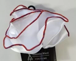 Antonio Ricci 2-in-1 Pouf Round Pocket Square - Orange & Purple On White -Fashionable Costume AR PKS HR 153 7 73414.1596892163