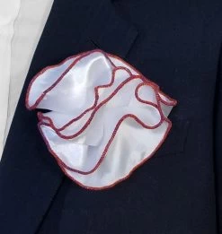 Antonio Ricci 2-in-1 Pouf Round Pocket Square - Orange & Purple On White