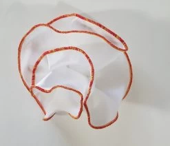 Antonio Ricci 2-in-1 Pouf Round Pocket Square - Orange & Yellow On White -Fashionable Costume AR PKS HR 154 3 70407.1596826766