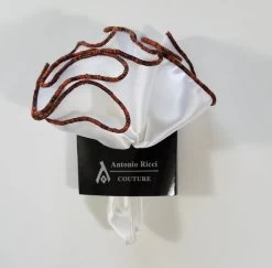Antonio Ricci 2-in-1 Pouf Round Pocket Square - Black & Orange Blend On White -Fashionable Costume AR PKS HR 167 3 60037.1596777174