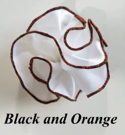 Antonio Ricci 2-in-1 Pouf Round Pocket Square - Black & Orange Blend On White -Fashionable Costume AR PKS HR 167 eb 69838.1596777174