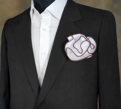 Antonio Ricci 2-in-1 Pouf Round Pocket Square - Black & Orange Blend On White -Fashionable Costume AR PKS HR 167 17767.1596777174