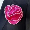 Antonio Ricci 2-in-1 Pouf Round Pocket Square - White On Hot Pink