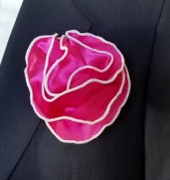 Antonio Ricci 2-in-1 Pouf Round Pocket Square - White On Hot Pink