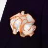 Antonio Ricci 2-in-1 Pouf Round Pocket Square - Bright Orange On White